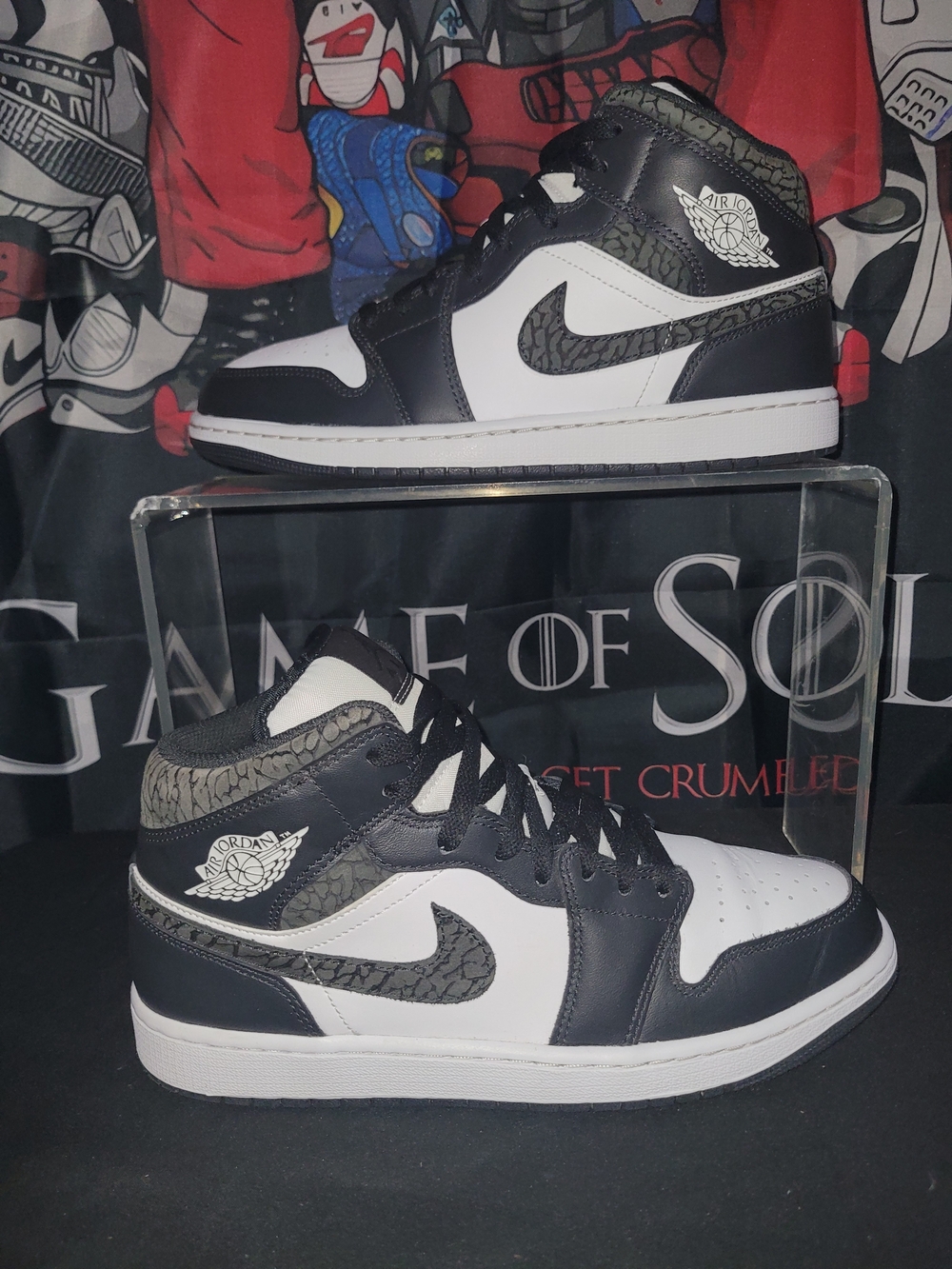 Nike Air Jordan 1 Mid Pandas with Elephant Print - Men's Shoes